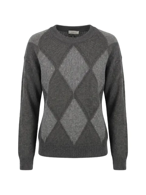 Peserico argyle sequin-embellished sweater Grey A99227F07A9340
