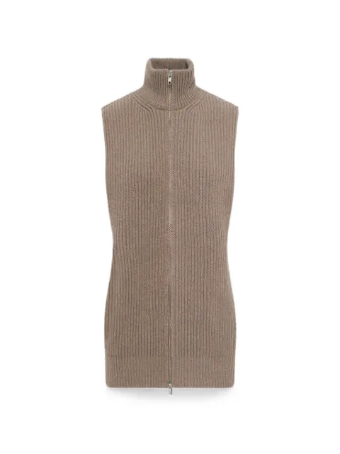 MM6 Maison Margiela ribbed-knit zip-up gilet Neutrals S52FB0106M13286