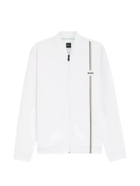 BOSS logo-print zip-up sweatshirt White 50563352