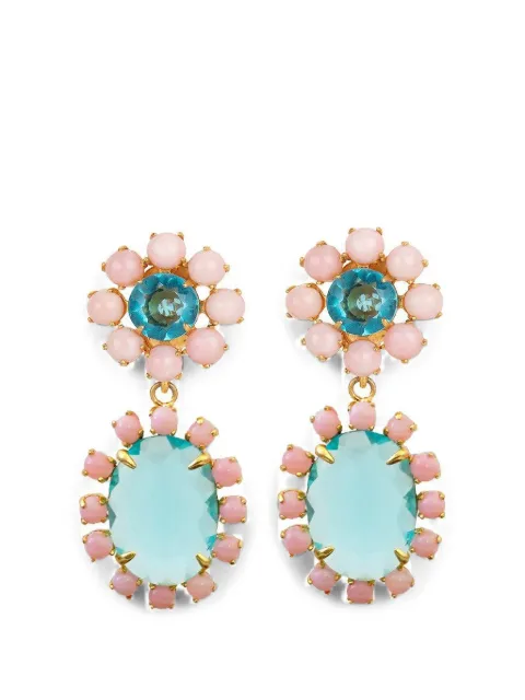 Bounkit Jewelry quartz and opal drop earrings Gold EDCL360B1