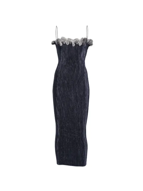FFORME lace-trim plissé dress Blue FF00846PL2603