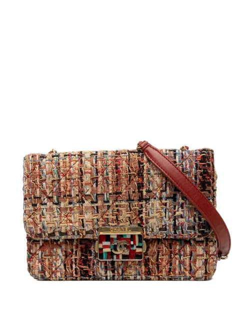 CHANEL Pre-Owned 2018 Mini Quilted Tweed Beauty Lock Flap crossbody bag Brown QBFOV75T95IJ2N0O