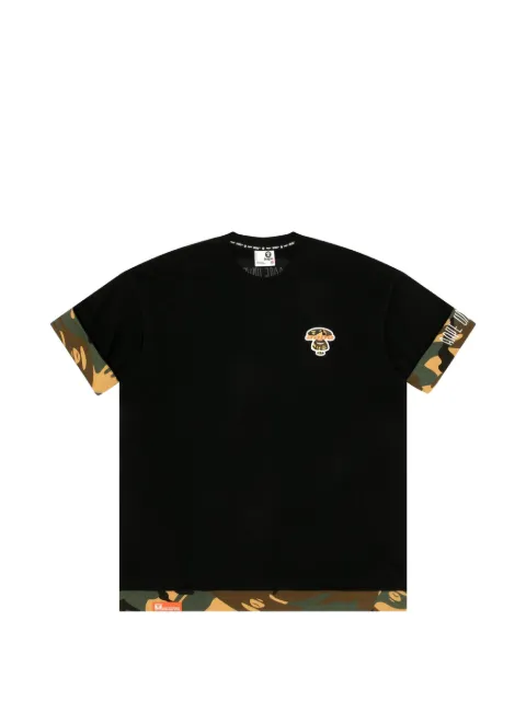 AAPE BY *A BATHING APE® Moonface camouflage-trim T-shirt Black AAPTEM1461XXM
