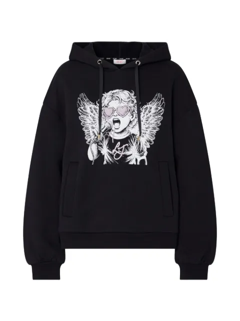 LIU JO graphic-print drawstring hoodie Black TF6275F0333L9392