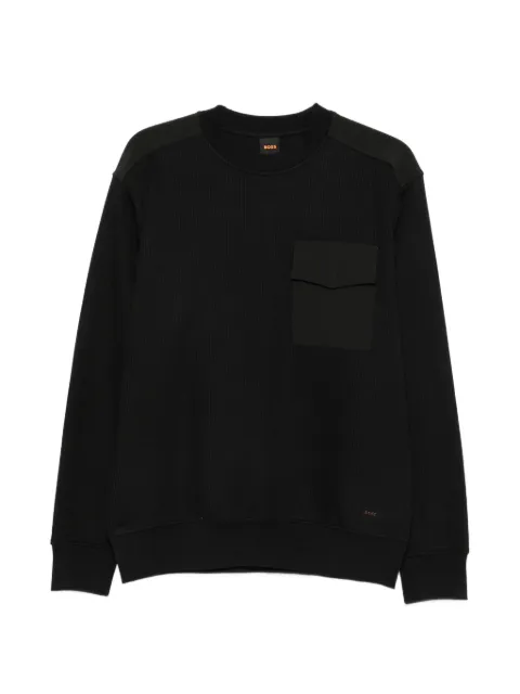 BOSS ribbed-knit chest-pocket sweater Black 50565038