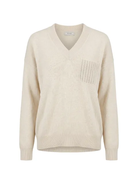 Peserico V-neck patch-pocket sweater Neutrals A99204F12A9283