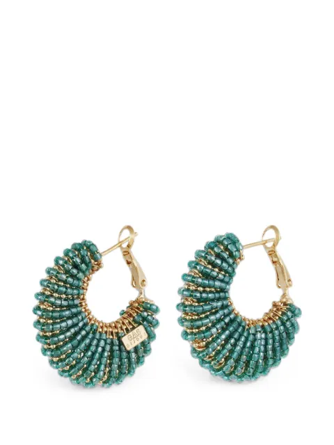 Gas Bijoux Izzia beaded hoop earrings Gold AIZZIAPMOPSPDARKBLUE087