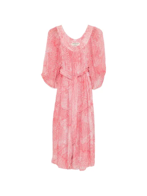 A.N.G.E.L.O. Vintage Cult 1970s abstract-print belted midi dress Red AN600CDV