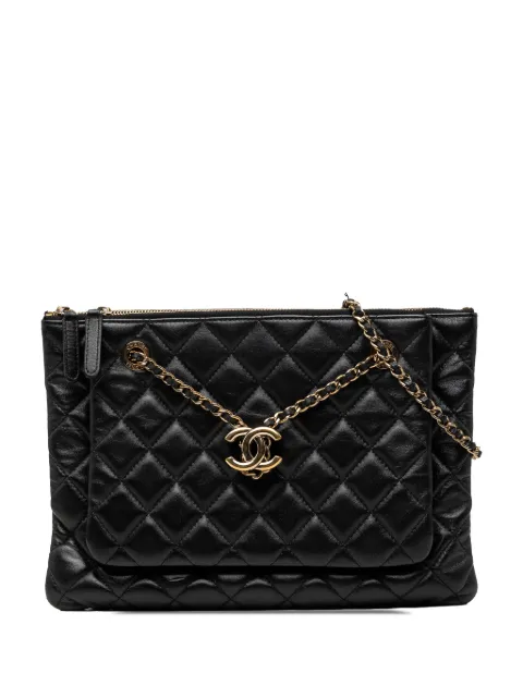 CHANEL Pre-Owned 2019 CC Quilted Lambskin Double Zip crossbody bag Black LNPKZOZV9V84GF6R