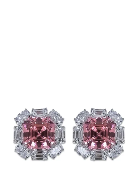 Fantasia by Deserio flower stud earrings Silver F150TPKCZ