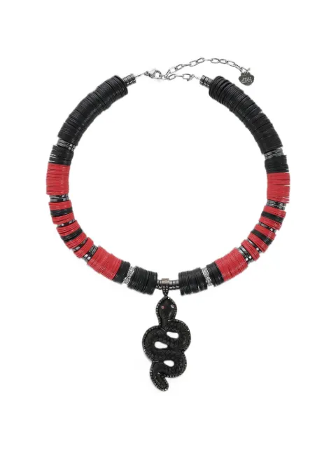 Hijas de Puka black and red beaded snake necklace Black PM229