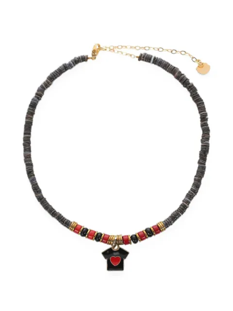 Hijas de Puka beaded heart-charm necklace Gold AN0205