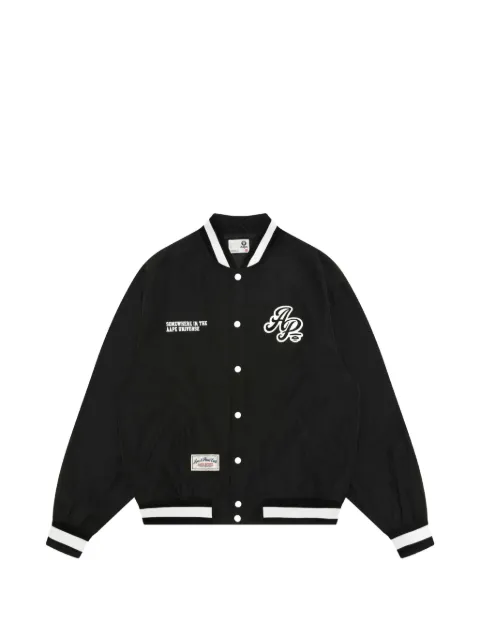 AAPE BY *A BATHING APE® embroidered logo-patch varsity jacket Black AAPLJM7781XXQ