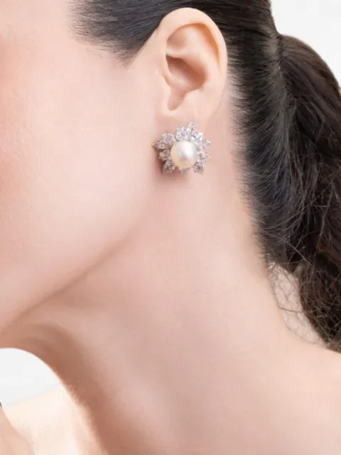 Fantasia by Deserio pearl marquise-cut earrings Silver 17642P