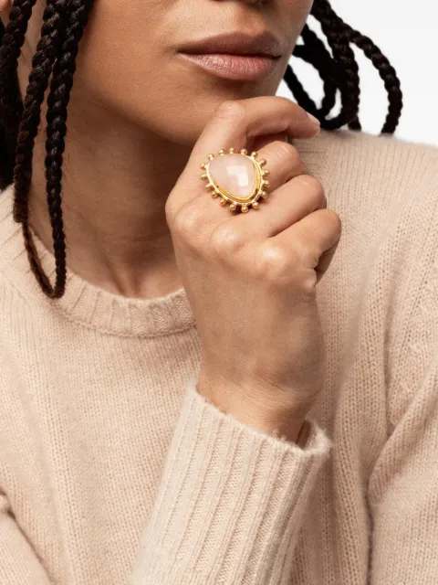 Sylvia Toledano pink quartz dot ring Gold R116A