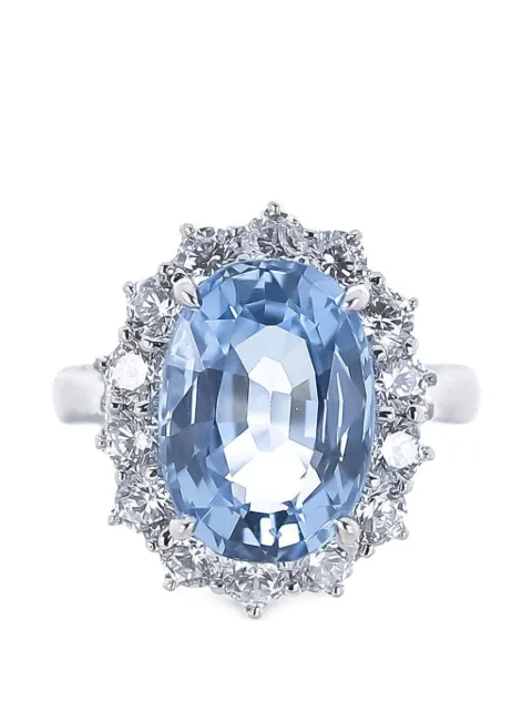 Fantasia by Deserio Princess Diana aquamarine and zirconia ring Silver F632