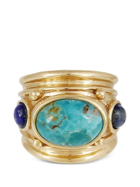 Gas Bijoux Simone amazonite malachite ring Gold GSIMONEOAMAZONITE