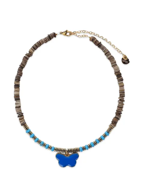 Hijas de Puka beaded butterfly necklace Brown AN0111