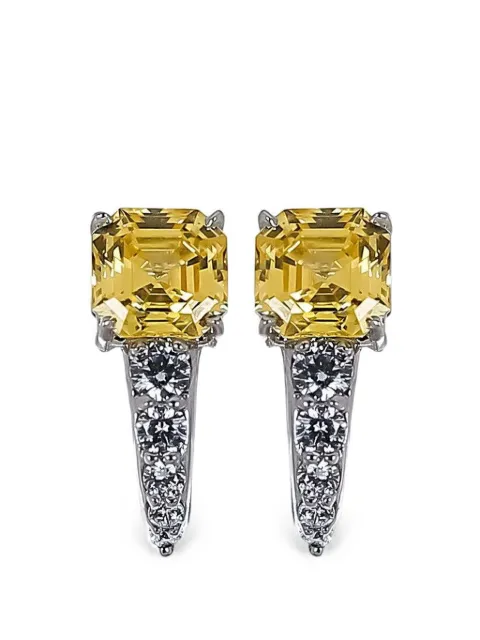 Fantasia by Deserio square-cut cubic zirconia earrings Silver EF1377
