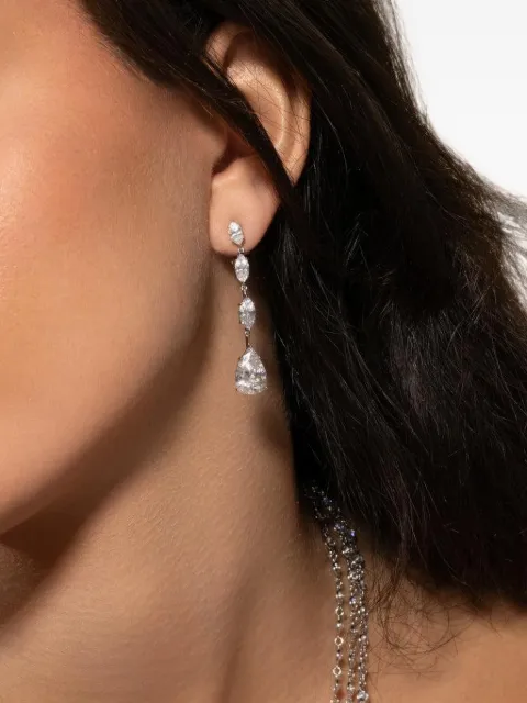 Fantasia by Deserio triple marque pear-drop earrings Silver EF1168