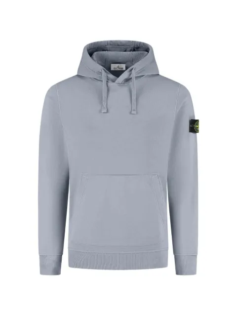 Stone Island Compass-patch drawstring hoodie Blue L2S156100062S0051
