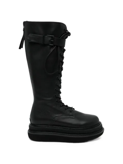 Yohji Yamamoto oil-leather buckled boots Black FVE53763BLACK