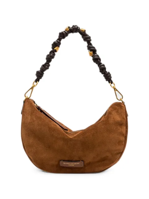 GIANNI CHIARINI Cleo small suede knotted-strap tote bag Brown BS12690CMPL