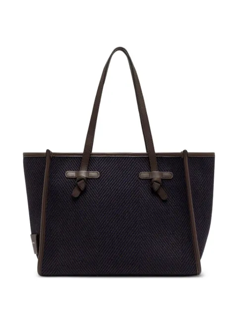 GIANNI CHIARINI Marcella Spiga herringbone-pattern knotted-strap tote bag Blue BS6849COMMSPIGA