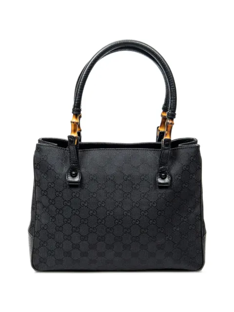 Gucci Pre-Owned Bamboo GG canvas tote bag Black 112526213317