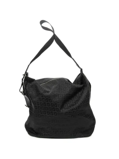 Fendi Pre-Owned large Zucchino-pattern shoulder bag Black 35617VA002028