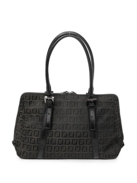 Fendi Pre-Owned small Zucca bow-embellished shoulder bag Black 23738BN002019