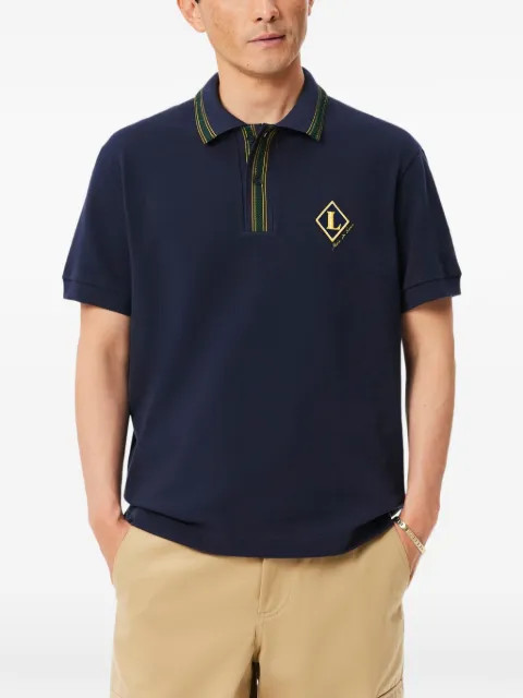 Lacoste logo-patch striped-trim polo shirt Blue PH8637