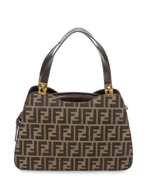 Fendi Pre-Owned FF-logo-plaque Zucca-pattern tote bag Brown 10154111982