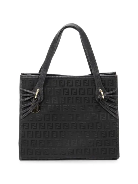 Fendi Pre-Owned Zucca-print leather-trim tote bag Black 22418BH152PQ8059