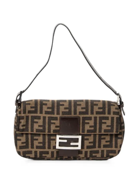 Fendi Pre-Owned Baguette logo-plaque shoulder bag Brown 232126424099