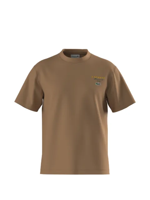 Lacoste logo-embroidered graphic-print T-shirt Brown TH2430