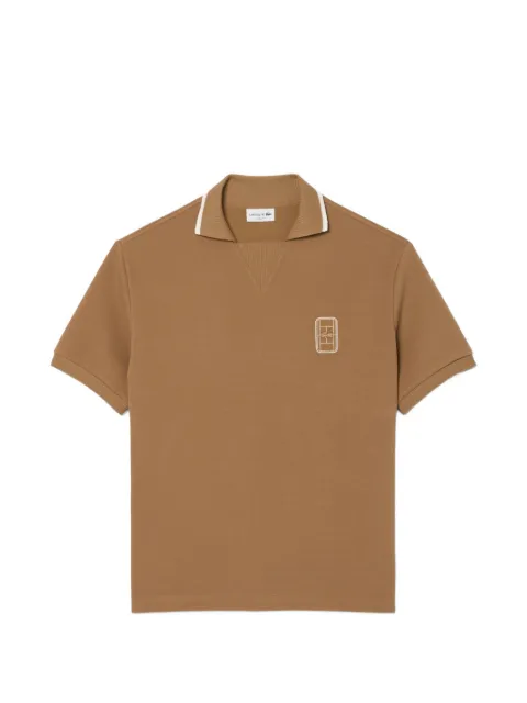 Lacoste logo-patch V-neck polo shirt Neutrals DH8095