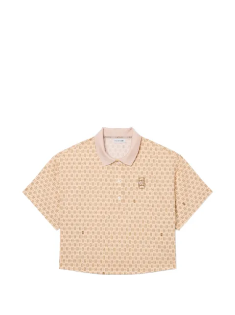 Lacoste oversized Tennis print polo top Neutrals CF823500