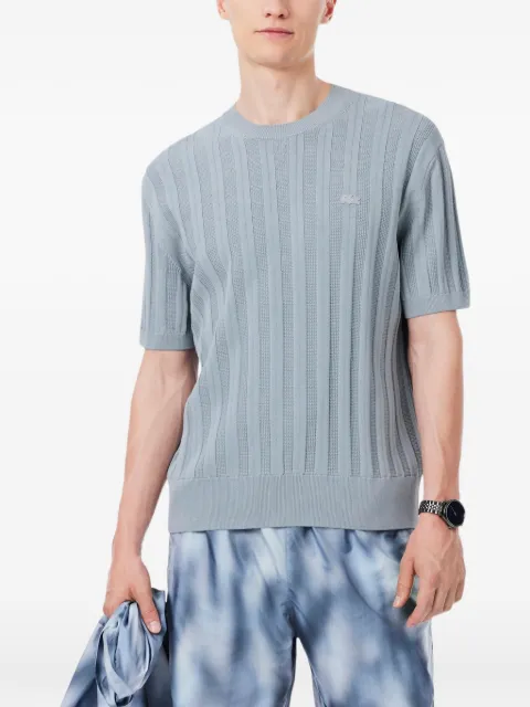 Lacoste ribbed-knit embroidered-logo T-shirt Blue AH8227