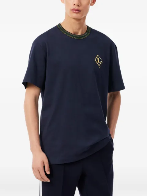 Lacoste logo-embroidered contrast-trim T-shirt Blue TH8611