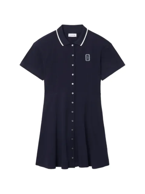 Lacoste flared badge-accent petit-pique dress Blue EF8126