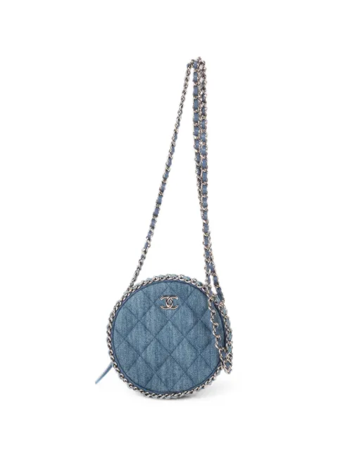 CHANEL Pre-Owned mini round quilted CC shoulder bag Blue 28490163