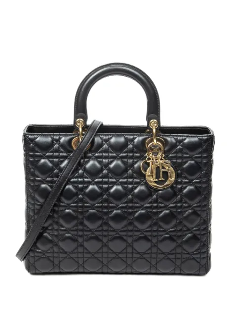 Christian Dior Pre-Owned large Lady Dior leather tote bag Black 16BO0114