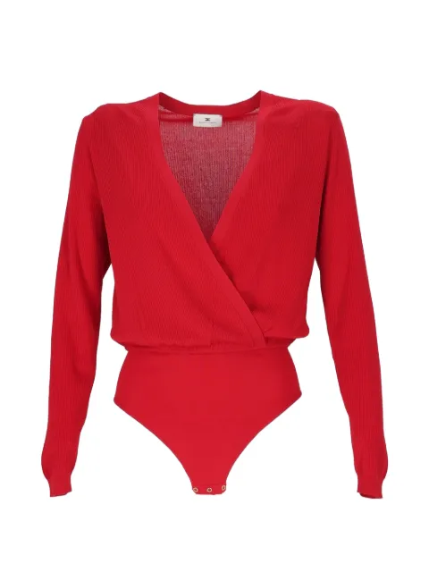 Elisabetta Franchi ribbed-knit wrap-front bodysuit Red BK04B66E2
