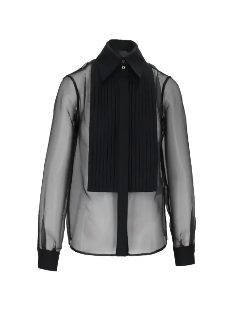 Elisabetta Franchi pleated-bib sheer shirt Black CA16866E2