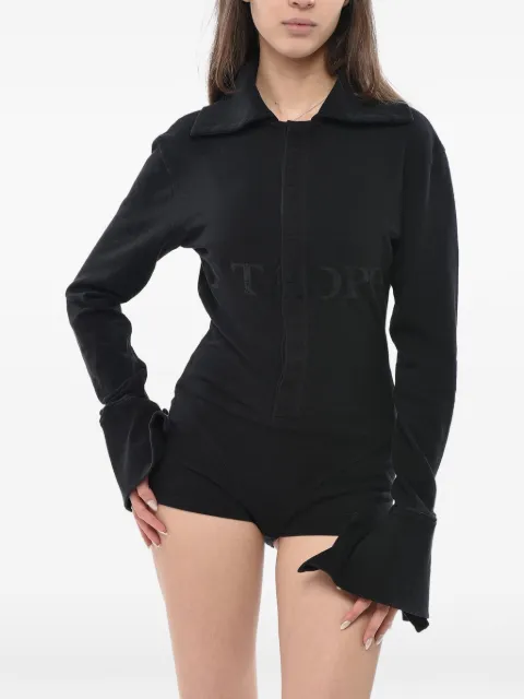 Duran Lantink logo-print polo-collar bodysuit Black DRSS25BO015870015