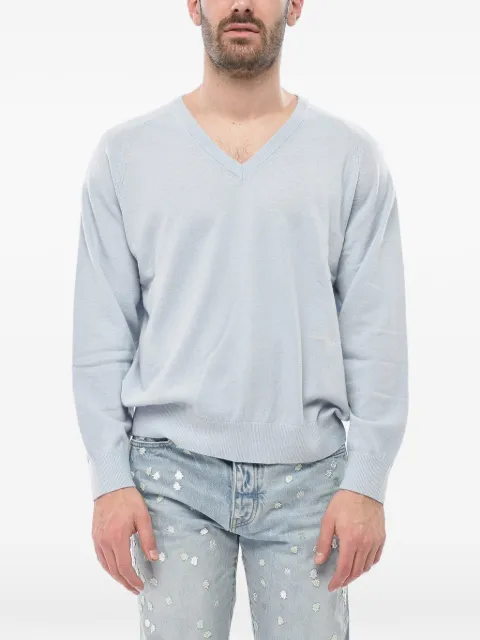 DUNST logo-embroidered V-neck sweater Blue UDSW5A108B1SOFT