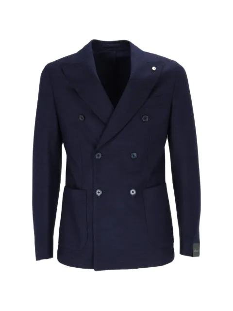BRANDO double-breasted peak-lapel blazer Blue 281365740