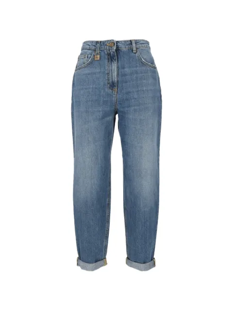 Elisabetta Franchi logo-plaque turn-up jeans Blue PJ14D66E2