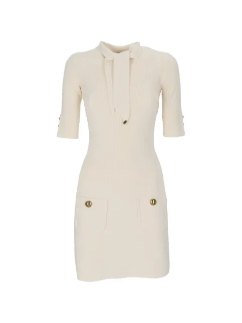 Elisabetta Franchi bow-detail ribbed-knit mini dress Neutrals AM04S66E2